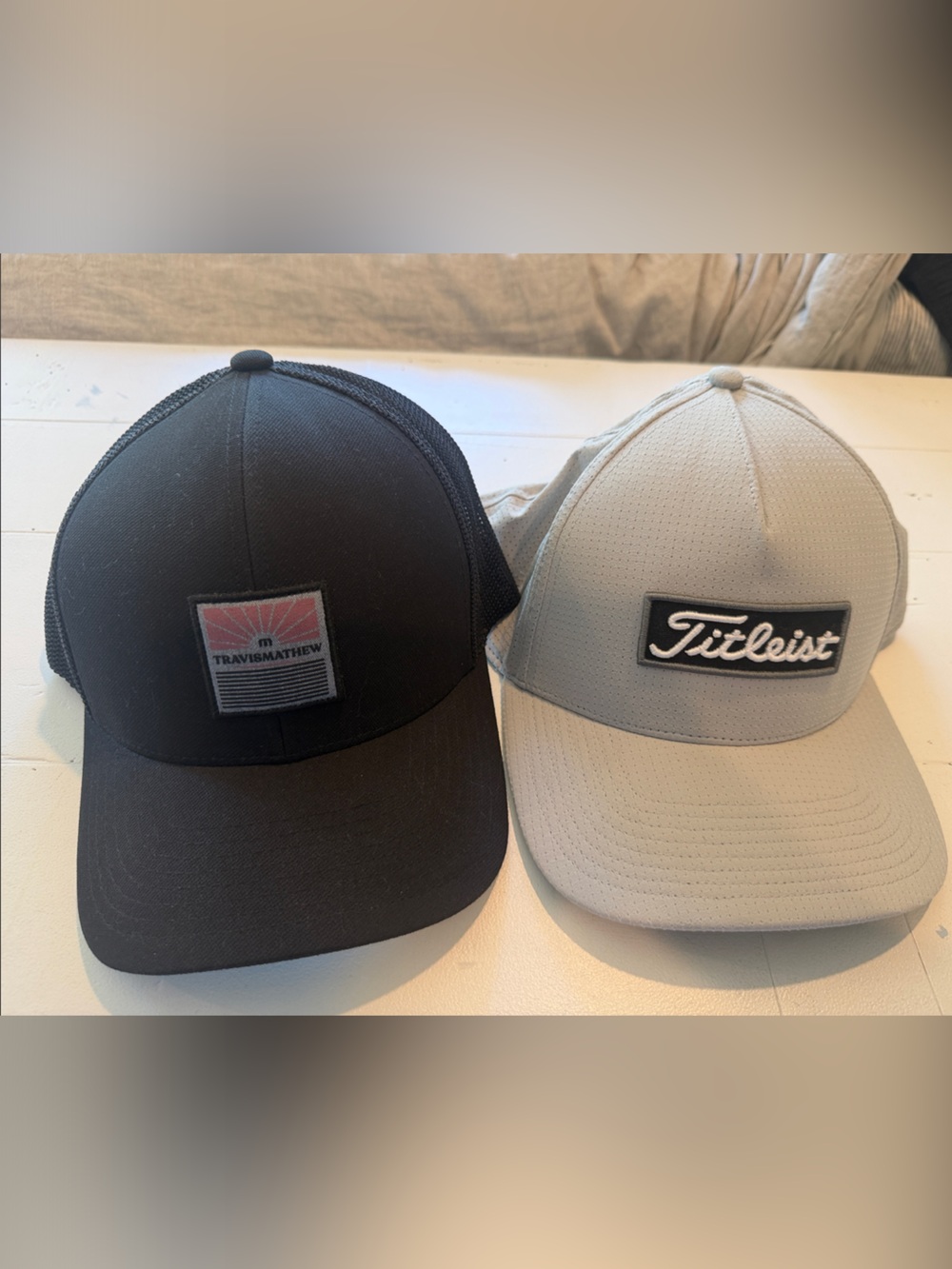 Travis Mathew and Titleist Men’s Gray and Black Golf Caps – Dual Pack Snap back.
